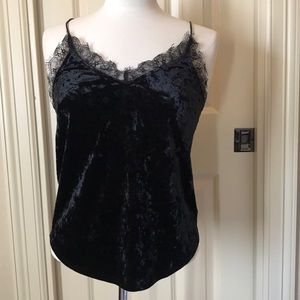 Black crushed velvet camisole Size Small